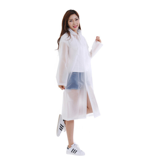 Outdoor warrior adult raincoat translucent frosted fashionable poncho non-disposable raincoat for men and women long with hood and thickened