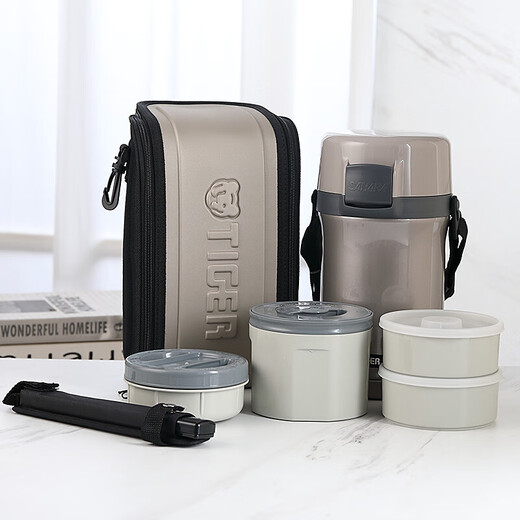 TIGER insulated lunch box multi-layer adult large-capacity lunch box children's student stainless steel portable insulated lunch box 4-layer lunch box LWU-F200 4-layer 1.48L