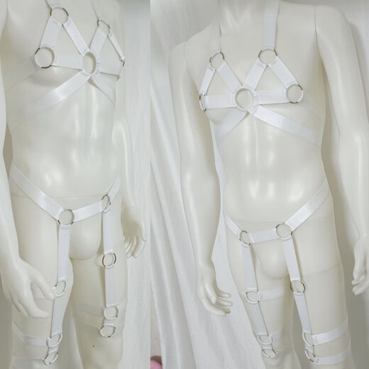 Men's performance clothing for gay men to show their muscles, chest underwear, thong, perverted straps, temptation, men only, white