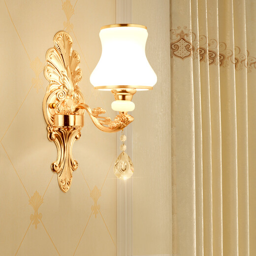 Film and television wall lamp LED European style bedroom bedside lamp living room background decorative wall lamp atmospheric KTV hotel crystal wall lamp X718 double head