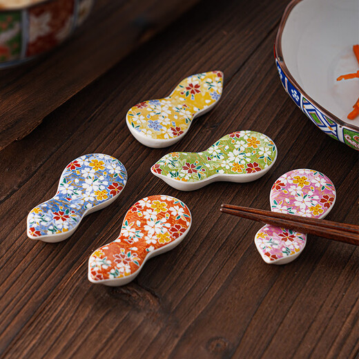 Mino-yaki Japanese-style imported cherry blossom maple leaf ceramic chopstick holder set household tableware chopstick holder Momiji Yuzen