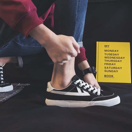 
Huili men's shoes thin canvas shoes men's spring new trendy versatile casual sneakers low top breathable student shoes black 40