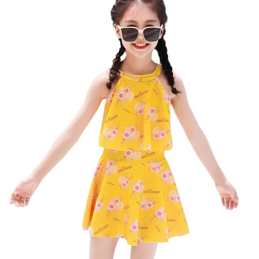 古黛妃儿童泳衣女童2024新款夏季网红小中大童女孩青少年连体裙式泳装 967(爱心)配独立平角裤+泳帽 120