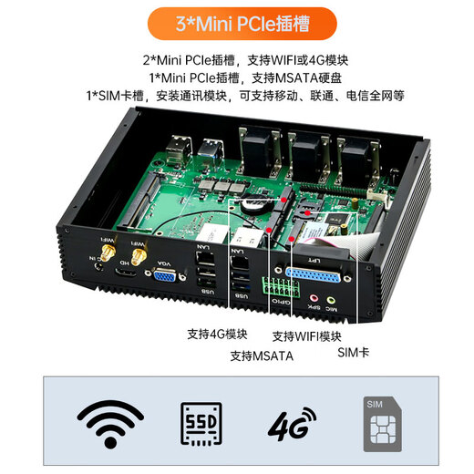 eip控汇 KH5000/9000迷你工控机无风扇服务器4-10代处理器电脑etc智能8位GPIO i7-10750H 32G/512GSSD