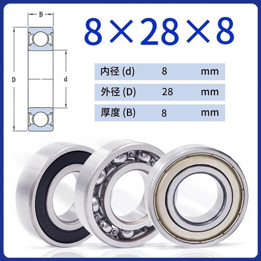 Bearing model complete inner diameter 8mm outer diameter 1214161922232428 Harbin high speed bearing 8*28*8 others