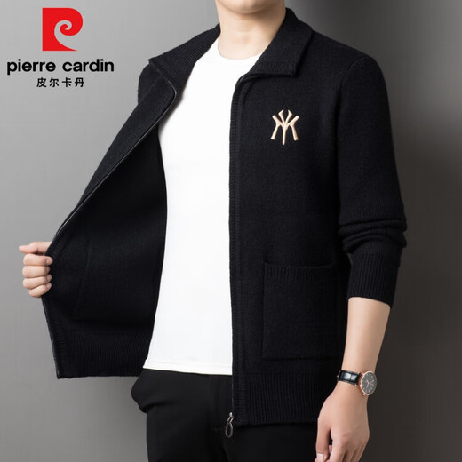 Pier Cardin High-End-Herbst und Winter neuer Strickjacke verdickte warme bestickte Pulloverjacke Strickjacke Strickjagd Herrenfaden Camel 175