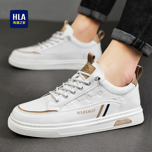 Heilan House Flat Shoes Men's Shoes 2025 New Autumn and Winter Velvet Thickening Versatile White Shoes Men's Slip-on Casual Shoes for Men White Brown 42