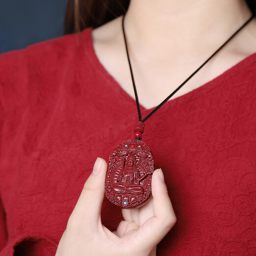 Zexin Yayu Cinnabar Pendant Men and Women's Native Buddha's Prayer Wheel Twelve Zodiac Guardian God Pendant Native Year of Native Fortune Necklace
