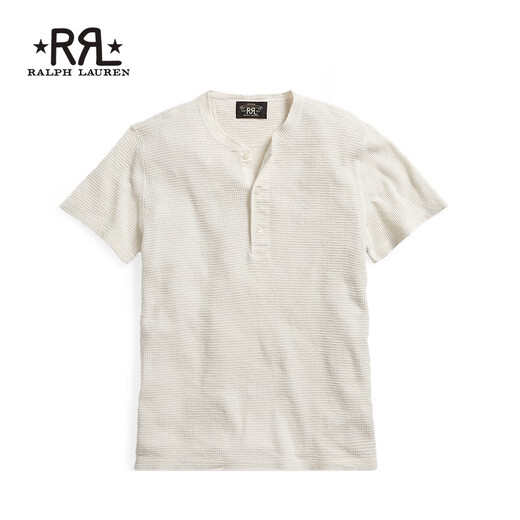 RRL Men's Classic Waffle Knitted Cotton Henley RL90240 100-White M