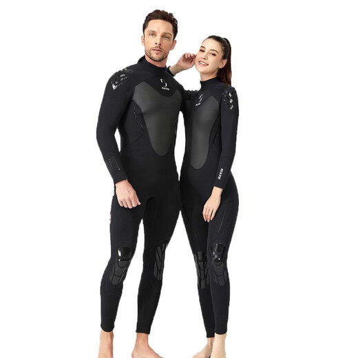 Zailu 153mm one-piece wetsuit for men, warm swimsuit, women's long-sleeved cold-proof snorkeling wetsuit, surfing sun protection suit, 1 men's short style 1 point 5mm black gray back zipper XS XS