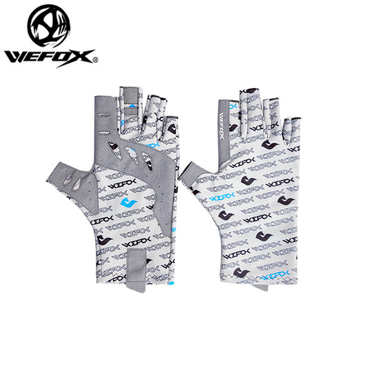 WEFOX WEFOX ice silk fishing gloves outdoor cycling breathable quick-drying five-finger ice silk Luya half-finger gloves wcx-4016 letter gray M