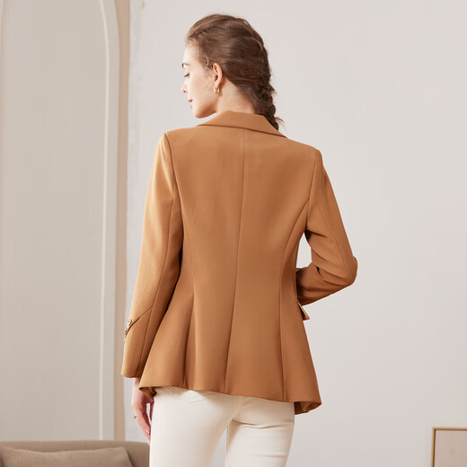 JANE STORY Classic Story Blazer Women's 2025 New Spring and Autumn Professional Wear Commuting High-end Suit Formal Top Caramel Color M