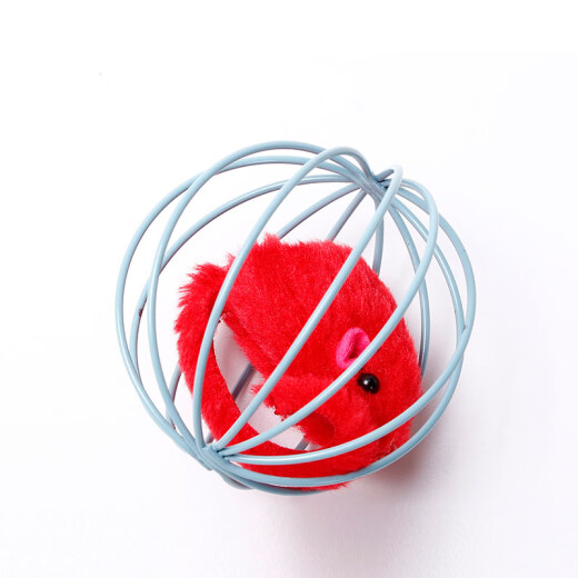 petofstory cat toys little mouse iron cage ball non-electric round young kitten feather mouse with toy cat pet supplies random color