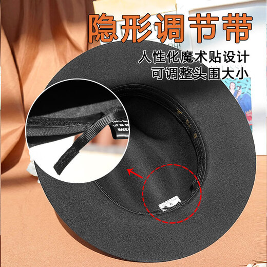 King of Hundred Hats stereotyped high-end fine pure wool woolen felt gentleman hat middle-aged and elderly hats British hats for men and women black 100% fine wool adjustable L (58-59)CM