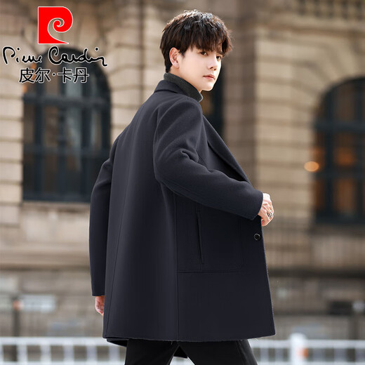 Pierre Cardin high-end woolen coat men's mid-length winter thickened woolen coat slim double-sided sheep. cashmere windbreaker light brown XL