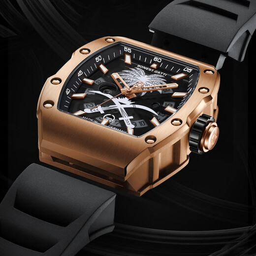 Bugatti (BONEST GATTI) Phantom Series German Hollow Men's Watch Barrel Automatic Mechanical Watch Valentine's Day Birthday Gift BG9904-A1 Dark Green
