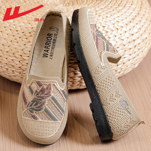 Huili Mom Summer Women's Shoes Thin Breathable Mesh Casual Old Beijing Cloth Shoes Middle-aged and Elderly Shoes Women's Wealthy Gold [Lightweight Soft Sole Comfortable and Breathable] 38