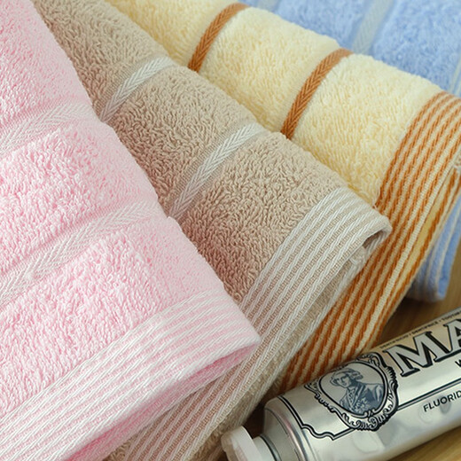 Jieliya Handtuch Geschenkbox reines Baumwollverdickte Einstreifen weiche saugfähige erwachsene Männer und Frauen Paarklasse A Waschblatt Handtuch / 7375 Pink - 1