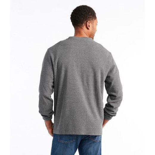 L.L.Bean men's T-shirt long-sleeved autumn and winter warm waffle henley shirt pure cotton soft casual versatile dad wear Deep Wine wine red L suitable for net bust 116-122cm