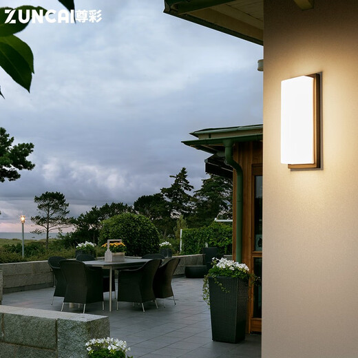 Zuncai entrance door wall lamp, outdoor waterproof villa door front lamp, courtyard exterior wall lamp, outdoor balcony terrace lamp, modern mains type/A type garden wall lamp, large 36W warm light