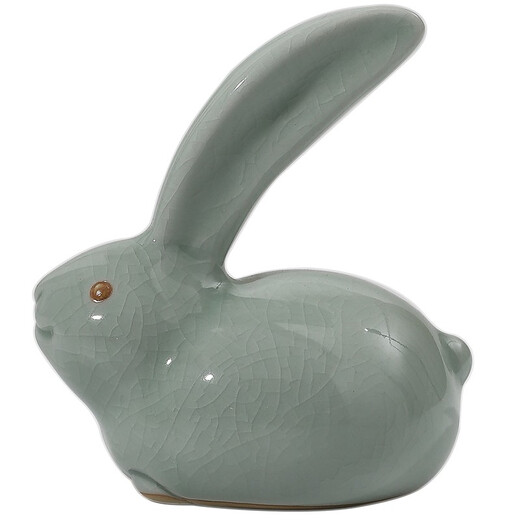 Tinghuai kiln Ru kiln rabbit tea art tea table exquisite tea pet ornaments can raise creative Ru porcelain tea set small ornaments Egg green glaze tea pet jade rabbit