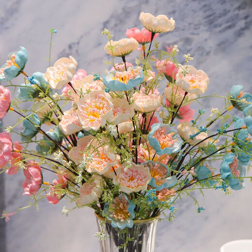 Xushansi hibiscus artificial flower azalea butterfly love flower white butterfly dried flower guest decoration living room TV cabinet dining table flower arrangement colorful butterfly hibiscus purple