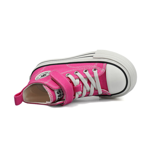 Saturday (St&Sat) children's shoes high-top canvas shoes Korean version 2025 spring new girls versatile children's casual shoes classic soft sole shoes rose red 33 inner length 20.9cm