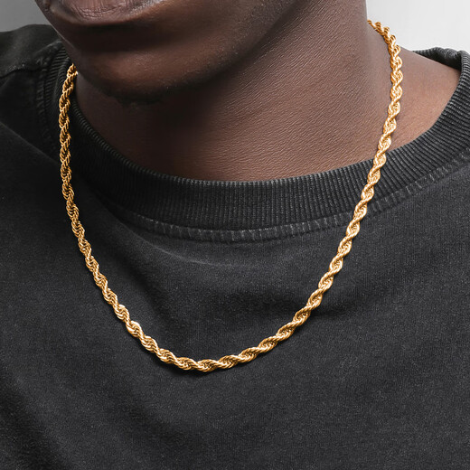 Fat Donglai same style 18k gold twist chain short twist chain gold color K gold necklace for men and women gold 5mm55cm