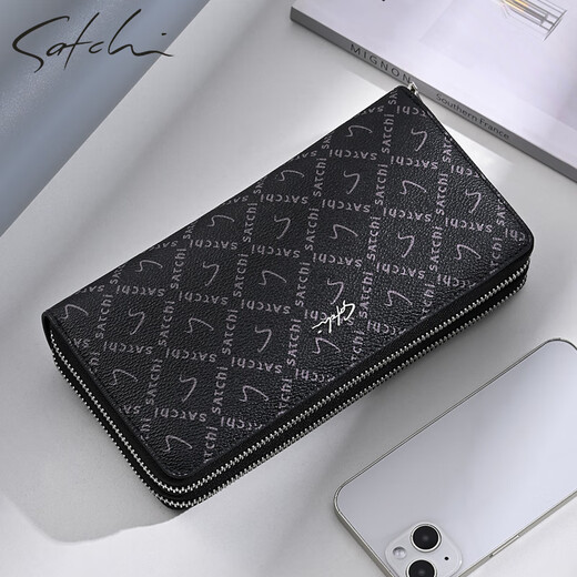 SATCHI men's bag holding wallet with large capacity high-end business and casual commuting 2025 new brand mobile phone bag for men [Black] Official authentic / SF Express delivery