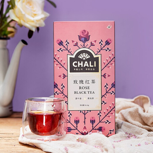 CHALI Tea Rose Black Tea Double Petal Red Rose Flower Tea Rose same flower tea bag brewed with health tea 18 packs 54g