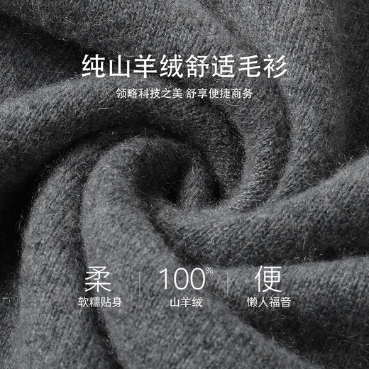 Shanshan [100% cashmere] cashmere sweater for men in autumn and winter warm comfortable soft and glutinous skin-friendly round neck pullover casual sweater Medium gray L 180/96A
