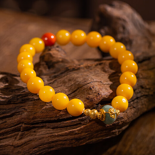 Qingchengshan Beeswax Bracelet for Women, Wasabi Southwest Red Transfer Beads, Jade Good Luck Lotus Gourd Fortune Bracelet, Gourd Jade Beeswax Bracelet + Expired