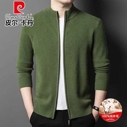 Pier Cardin 100% reine Woll-Strickjacke Herrenjacke Herbst und Winter neu verdickte warme Reißverschluss-Strick-Pullover High-End-Pulloverjacke Huami Kamel 2xl 185/96a Empfohlen 165-180jin [Jin gleich 0,5 kg]