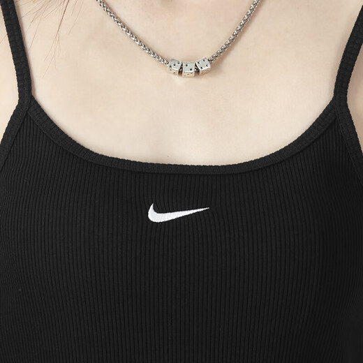 耐克（NIKE）连衣裙无袖女装夏季新款上衣运动服针织透气修身休闲吊带裙 DM6231-010/黑色 M