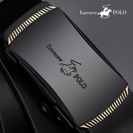 EMRENEWPOLO Paul belt men's genuine leather inner wear automatic buckle Valentine's Day pure belt casual business youth belt hot sale - black - gift box 115cm weight 140 - 160 Jin Jin equals 0.5 kg
