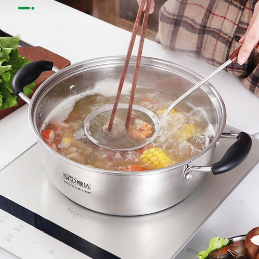 Shunda (SND) hot pot 304 stainless steel compound bottom soup pot shabu-shabu cooking pot noodle cooking gas induction cooker universal hot pot pot 28CM hot pot
