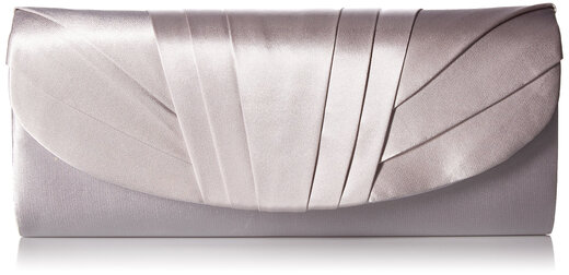 Jessica McClintock Angel Satin Tuxedo Flap Evening Clutch, Silver Silver One Size Fits All