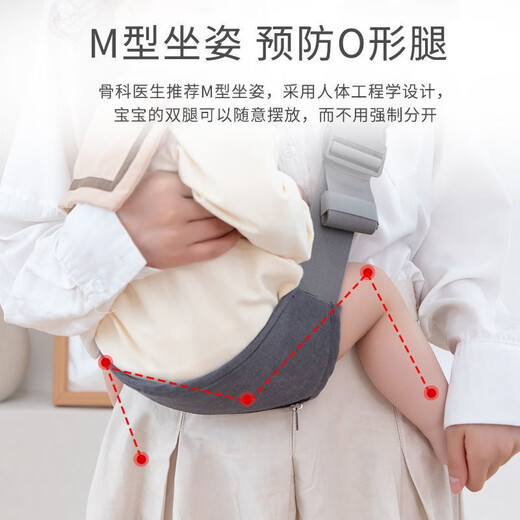 俊亲贝比婴儿背带大宝宝背巾前抱式小孩外出简易单肩斜挎抱带轻便 【分肩款】高级灰