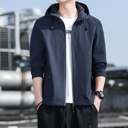 Crocodile shirt (CROCODILE) jacket men's spring and autumn new trend casual slim hooded jacket men's Korean top men's 1208 blue XL