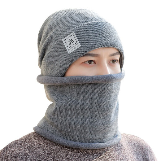 云见森知帽子男冬季时尚针织帽加绒加厚保暖毛线帽潮防寒帽子围脖套装 9738红色