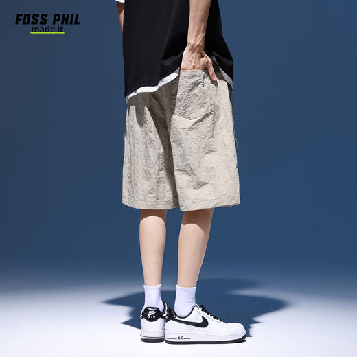 
Foss Phil shorts men's summer workwear trendy casual ice silk mid-trousers loose sports five-point pants 9906 khaki XL