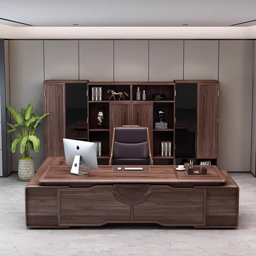 Ningqiu Luoge (NICHLORT) new Chinese style boss desk chairman manager high-end solid wood office desk and chair combination file bookcase ebony wood 3.6 meter bookcase ebony wood