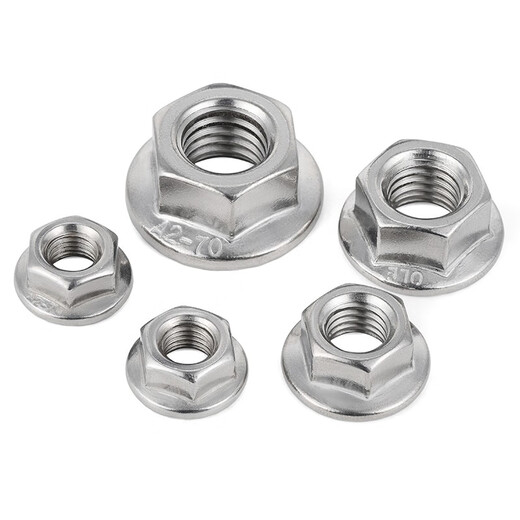 Jinggong 304 stainless steel flange nut, external hexagonal padded anti-slip screw cap, anti-skid hexagonal flange nut, M8 coarse thread 5 pieces