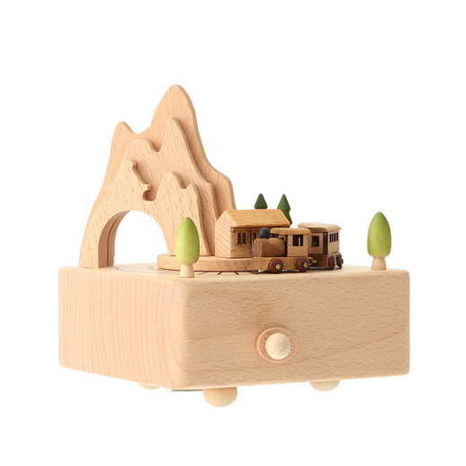 Lekali [Spring Drive + Magnetic Rotating] Regalo del Día del Maestro para adornos de música de madera Regalos de cumpleaños Regalos Magnetic Rotating Train