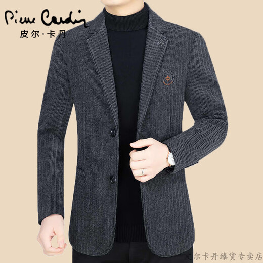 Pierre Cardin Wool Suit Men's Autumn and Winter Coat Winter's Middle-Ebge Single Coat Western Coat Grueso Traje informal de lana tejido 62857 Negro M 170 (100-120Jin [Jin equivale a 0.5 kg])
