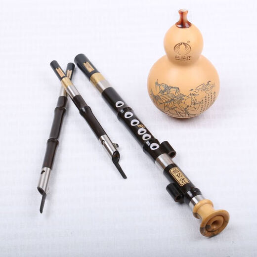 Blue Peacock T-084 Hulusi Professional Performance Natural Ebony Wood Pipe Incru