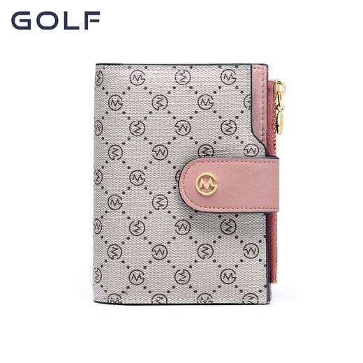 高尔夫（GOLF）钱包女竖款印花简约卡包零钱包多卡位大容量七夕情人节礼物 烟粉色
