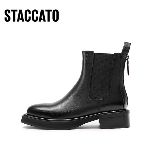 [90% nuevo] Sigatu Winter Chelsea Botas Botas cortas Botas de moda de tacón grueso Mujeres D9930DD3 Obsidian Black (Single) 37