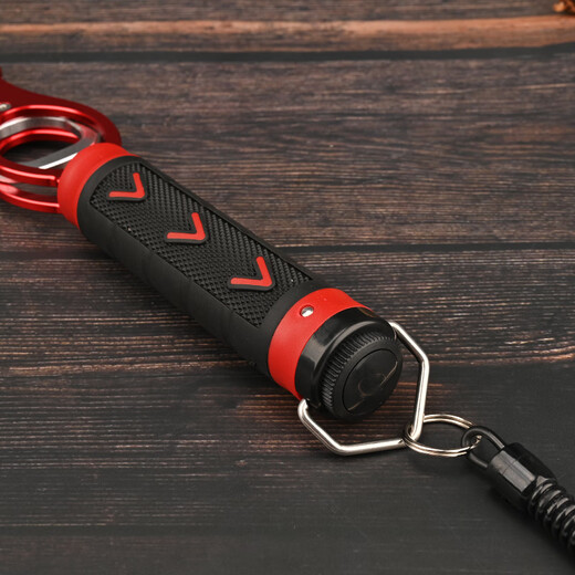 Zhenyou (Grsaed) fish control device with scale to control large objects multi-functional aluminum alloy fish collector clamp fish catch fish control pliers with missed rope Red