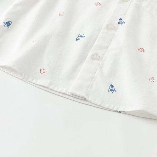 DAVE&BELLA children's shirts, boys' long-sleeved shirts, casual male baby clothes, children's tops, spring new toddler children's clothes, white background printing, in stock 110 cm (recommended height 100-110cm)